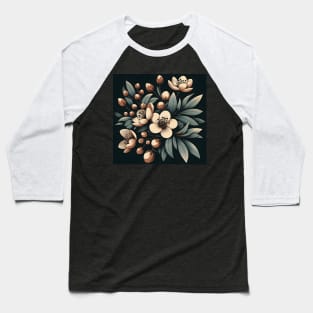 Olive Floral Illustration Baseball T-Shirt